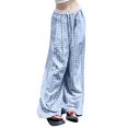 thumbnail image 1 of JUSLIO Pants for Women Comfortable Casual High Waist Plaid Pants for Women Straight Leg Pants Blue L, 1 of 5