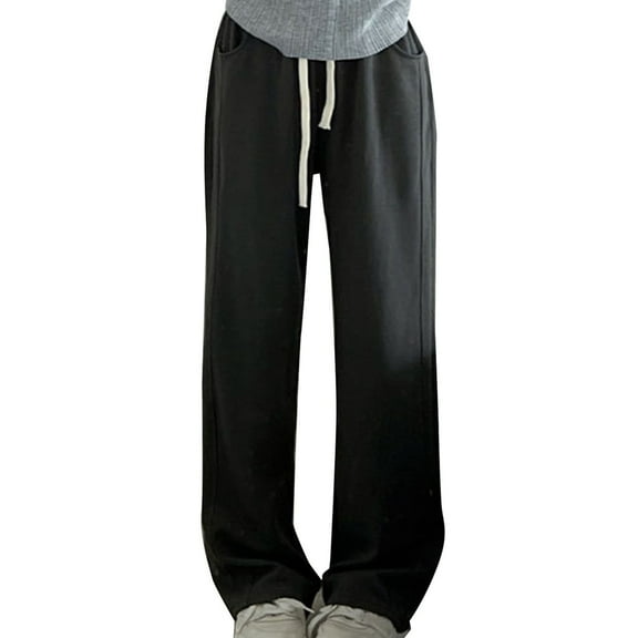 JUSLIO Pants for Women Comfortable Straight Leg Sweatpants Outdoor Workout Business Casual Sweatpants Black M