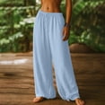 thumbnail image 1 of JUSLIO Pants for Women High Waist Plus Size Drawstring Linen Loose Elastic Waist with Pockets Slim Straight Pants, 1 of 8