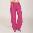 thumbnail image 1 of JUSLIO Pants for Women Linen Fashion Plus Size Drawstring Loose Wide Leg Pants, 1 of 5