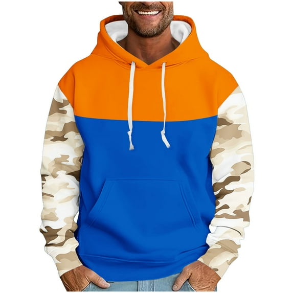 JUSLIO Plus Size Mens Hoodies Hooded Vintage Sweatshirts Everyday Long Sleeve Sporty Comfortable Sweatshirts