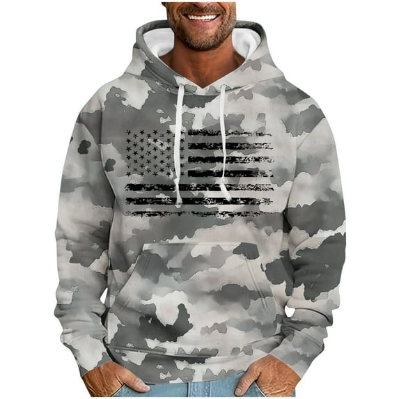 JUSLIO Plus Size Mens Sweatshirt Hooded Vintage Hoodies Long Sleeve Sporty Comfortable Everyday Sweatshirts