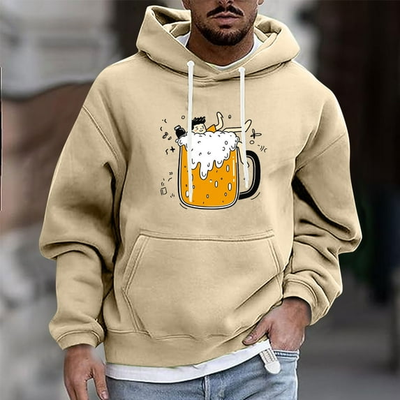 JUSLIO Plus Size Mens Sweatshirts Hooded Graphic Hoodies Long Sleeve Pullover Drawstring Everyday Sweatshirts