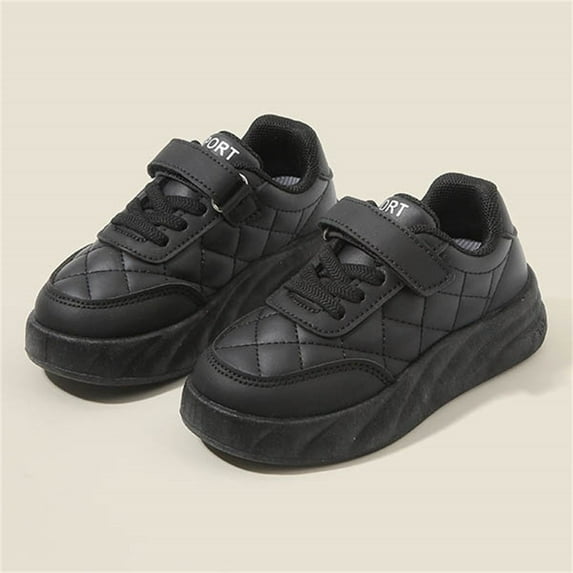 JUSLIO Shoes for Boys Flat Soft Sole Sneakers Breathable (Toddler/Little Kid/Big Kid) Shoes 21(US:7) Black