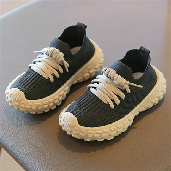 JUSLIO Shoes for Boys Flat Soft Sole Sneakers Breathable (Toddler/Little Kid/Big Kid) Shoes 25(US:9) Black