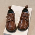 thumbnail image 1 of JUSLIO Shoes for Girls Flat British Style Loafers Buckle (Toddler/Little Kid/Big Kid) Leather Shoes 35(US:1.5) Brown, 1 of 5