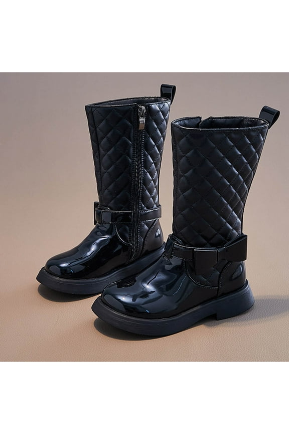 Shoes for Girls Girls Boots Kids Knee-High Boots Zipper Princess (Toddler/Little Kid/Big Kid) Shoes 27(US:10 M) Black