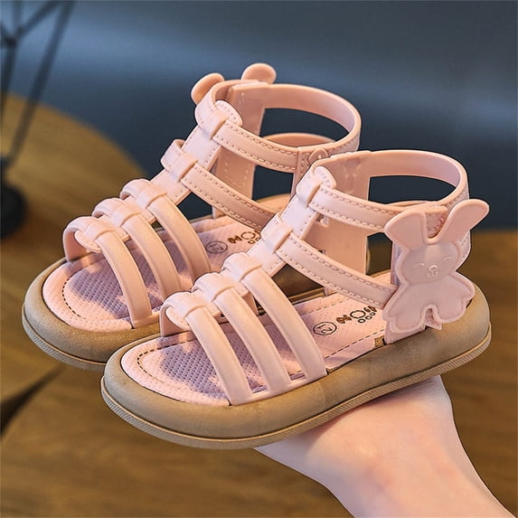 JUSLIO Shoes for Girls Toddler High Top Open Toe Sandals, Casual Princess Shoes Pink 11