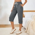 thumbnail image 1 of JUSLIO Shorts Women,Elastic Waist with Pockets Drawstring Waist 7" Bermuda Shorts,Fashion,Gray,Size M, 1 of 7
