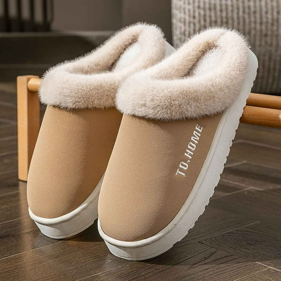 JUSLIO Slippers Men Fuzzy Slippers House Shoes Household Slippers Slip On Winter Warm Soft Sole Slippers