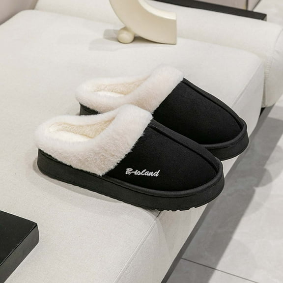 JUSLIO Slippers Men Fuzzy Slippers House Shoes Household Slippers Slip On Winter Warm Soft Sole Slippers