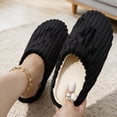 thumbnail image 1 of JUSLIO Slippers for Women Closed Toe Slide Fuzzy Soft Lined Interior Slip On Non Slip Flat Sole Indoor House Slippers Black, 1 of 5