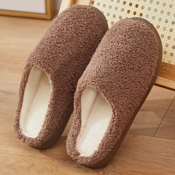 JUSLIO Slippers for Women Fuzzy Plush Flat Sole Non Slip Indoor House Slippers Closed Toe Slide Slippers