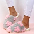 thumbnail image 1 of JUSLIO Slippers for Women Fuzzy Plush Flat Sole Non Slip Indoor House Slippers Closed Toe Slide Slippers, 1 of 7