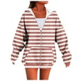 thumbnail image 1 of JUSLIO Striped Womens Tops Zipper Hoodies Sweatshirts Cardigans Long sleeve Sweatshirts Red L, 1 of 4