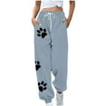 thumbnail image 1 of JUSLIO Sweatpants for Women Comfortable Wide-leg Pants Winter Print Sweatpants with Pockets Outdoor Workout Business Casual Pants Navy L, 1 of 4