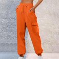 thumbnail image 1 of JUSLIO Sweatpants for Women Zipper Pockets Lace-up Casual Casual Comfortable Orange M, 1 of 5