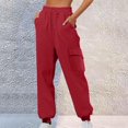 thumbnail image 1 of JUSLIO Sweatpants for Women Zipper Pockets Lace-up Casual Casual Comfortable Red XL, 1 of 5
