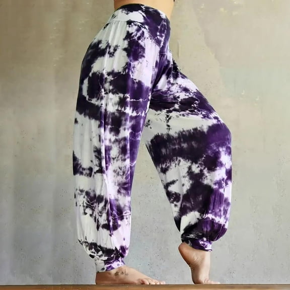 JUSLIO Sweatpants for Women Tie Dye Plus Size Comfortable Casual Purple 5XL