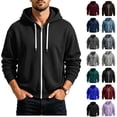 thumbnail image 1 of JUSLIO Sweatshirts for Men,Drawstring Long Sleeve with Pockets Full Zip Hooded Sweatshirts, 1 of 7