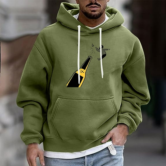 JUSLIO Sweatshirts for Men Hooded Graphic Hoodies Pullover Drawstring Everyday Long Sleeve Sweatshirts
