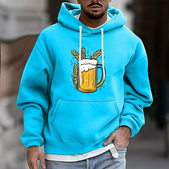JUSLIO Sweatshirts for Men Hooded Graphic Hoodies Pullover Drawstring Everyday Long Sleeve Sweatshirts