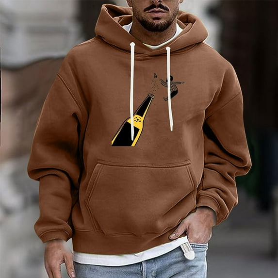 JUSLIO Sweatshirts for Men Hooded Graphic Hoodies Pullover Drawstring Everyday Long Sleeve Sweatshirts