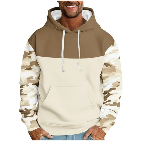 JUSLIO Sweatshirts for Men Hooded Vintage Hoodies Sporty Comfortable Everyday Long Sleeve Sweatshirts