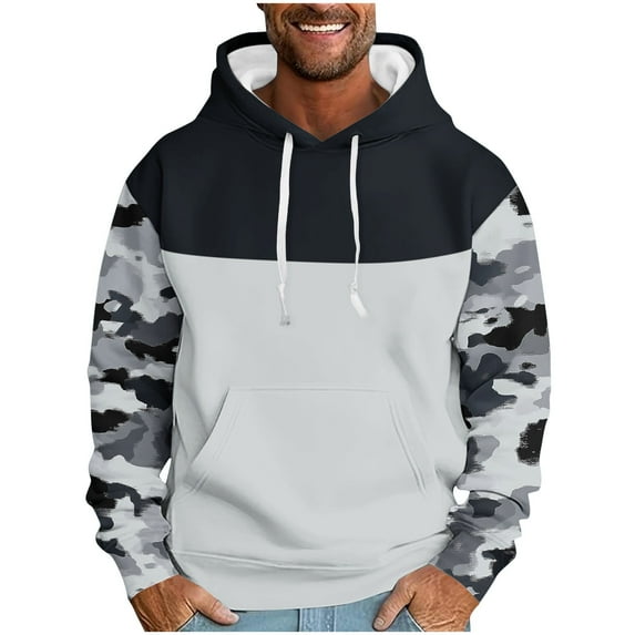 JUSLIO Sweatshirts for Men Hooded Vintage Hoodies Sporty Comfortable Everyday Long Sleeve Sweatshirts