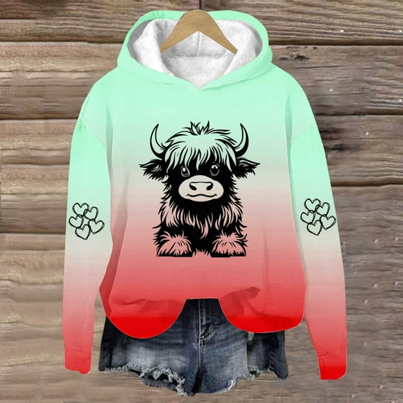 JUSLIO Sweatshirts for Women Hooded Graphic Hoodies Comfortable Everyday Long Sleeve Casual Sweatshirts