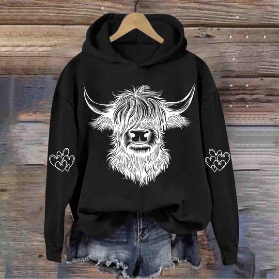 JUSLIO Sweatshirts for Women Hooded Vintage Hoodies Casual Comfortable Everyday Long Sleeve Sweatshirts