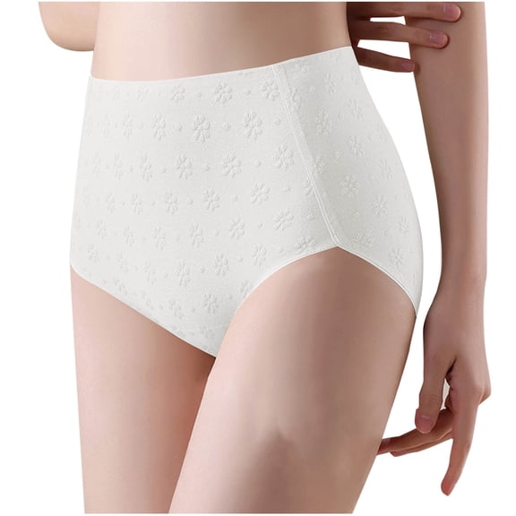JUSLIO Underwear for Women Cotton Briefs High Waisted Comfortable Soft Panties White XXL
