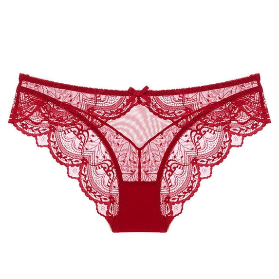 JUSLIO Underwear for Women Lace Briefs Soft Comfortable Breathable Panties Red XL