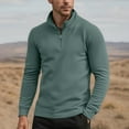 thumbnail image 1 of JUSLIO Velvet Long Sleeve T Shirts for Men Zipper Warm Tops Half-Zip Long sleeve Stand Collar Tops Army Green L, 1 of 5