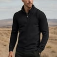 thumbnail image 1 of JUSLIO Velvet Mens Shirts Zipper Warm Tops Half-Zip Long sleeve Stand Collar Tops Black M, 1 of 5