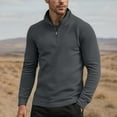 thumbnail image 1 of JUSLIO Velvet Mens Shirts Zipper Warm Tops Half-Zip Long sleeve Stand Collar Tops Dark Gray 2XL, 1 of 5