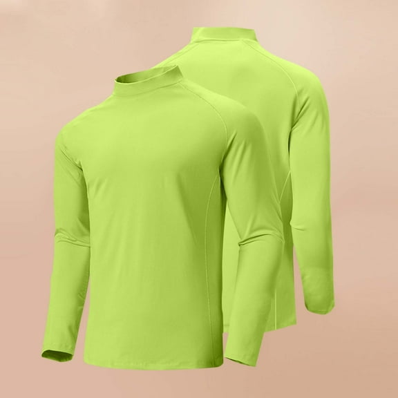 JUSLIO Warm Long Sleeve T Shirts for Men Pullover Solid Sweatshirts Fashion Long sleeve Stand Collar Sweatshirts Green XL