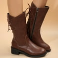 thumbnail image 1 of JUSLIO Winter Boots for Women Chunky Heel Boots Round Toe Mid Calf Boots Solid Color Fashion Casual Slip On Zipper Plus Size Boots, 1 of 9