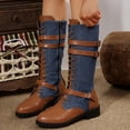 thumbnail image 1 of JUSLIO Winter Boots for Women,Chunky Heel Boots Solid Color Mid Calf Boots Fashion Casual Comfort Round Toe Womens Boots, 1 of 9
