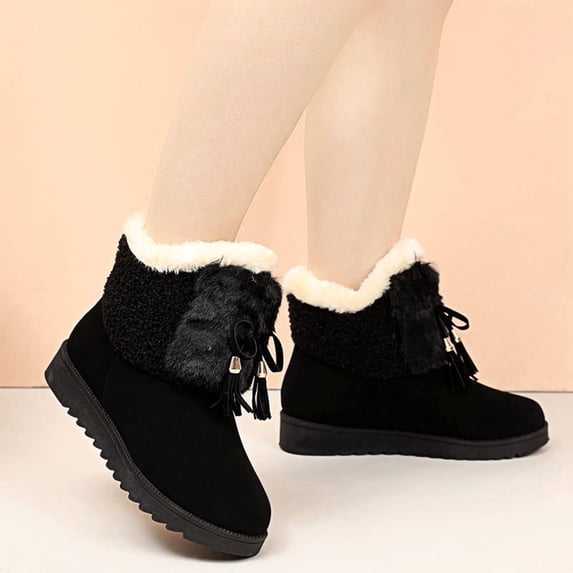 JUSLIO Winter Boots for Women,Flat Boots Solid Color Ankle Boots Fashion Casual Comfort Round Toe Womens Boots