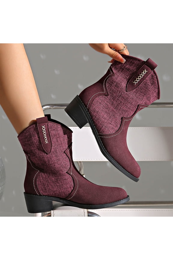 Winter Boots for Women High Heel Solid Color Ankle Boots Fashion Casual Slip On Comfort Pointed Toe Plus Size Boots