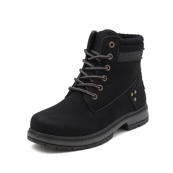 JUSLIO Winter Boots for Women High Heel Solid Color Ankle Boots Fashion Casual Slip On Comfort Round Toe Womens Boots