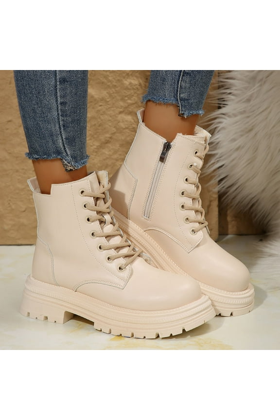 Winter Boots for Women High Heel Solid Color Ankle Boots Fashion Casual Slip On Comfort Round Toe Womens Boots