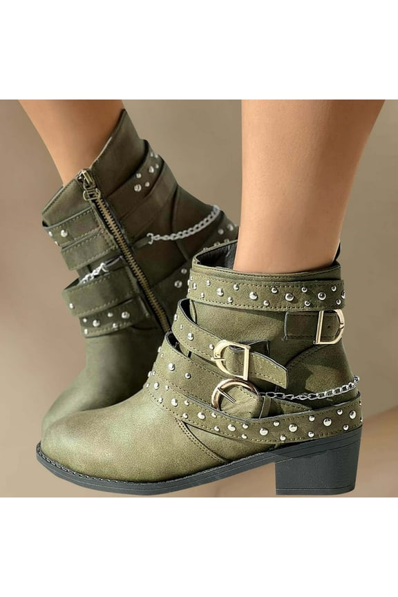 Winter Boots for Women Mid Calf Boots Solid Color Low Heels Fashion Casual Slip On Comfort Lightweight Boots Plus Size Boots