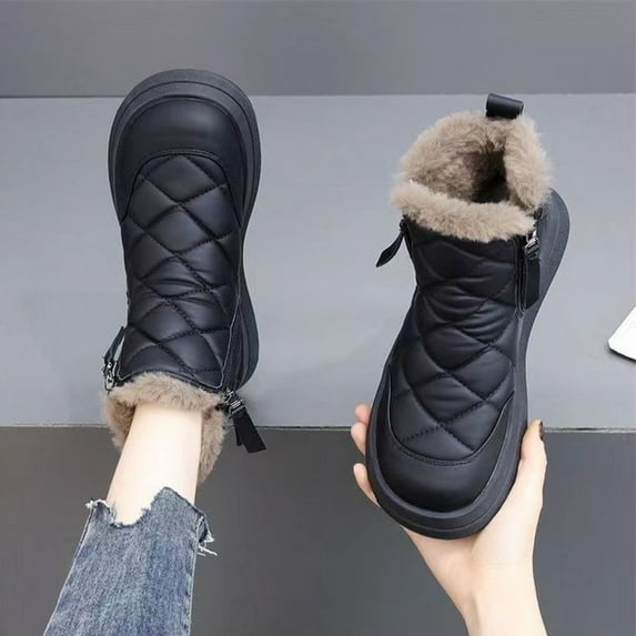 JUSLIO Winter Boots for Women Platform Boots Solid Color Snow Boots for Women Fashion Casual Slip On Comfort Lightweight Boots Womens Boots