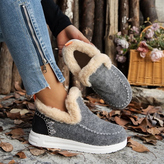 JUSLIO Boots for Women,Fleece Fashion Casual Comfort Fleece Plus Size Boots