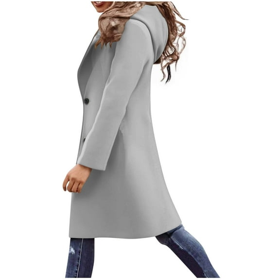 JUSLIO Winter Coats for Women Casual Warm Daily Solid Color Loose Long Sleeved Hooded Coat Woolen Coat White 2XL