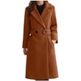 thumbnail image 1 of JUSLIO Winter Coats for Women Fashion Wool Trench Coat with Notch Lapel and Pockets Brown M, 1 of 3