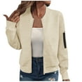 thumbnail image 1 of JUSLIO Women Jacquard Zipper Cardigans Tops Long Sleeve with Pockets Fashion Outerwear Beige L, 1 of 5