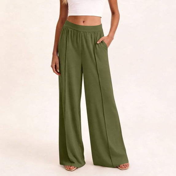JUSLIO Women Pants Casual Drawstring Elastic Waist with Pockets Fashion Pants